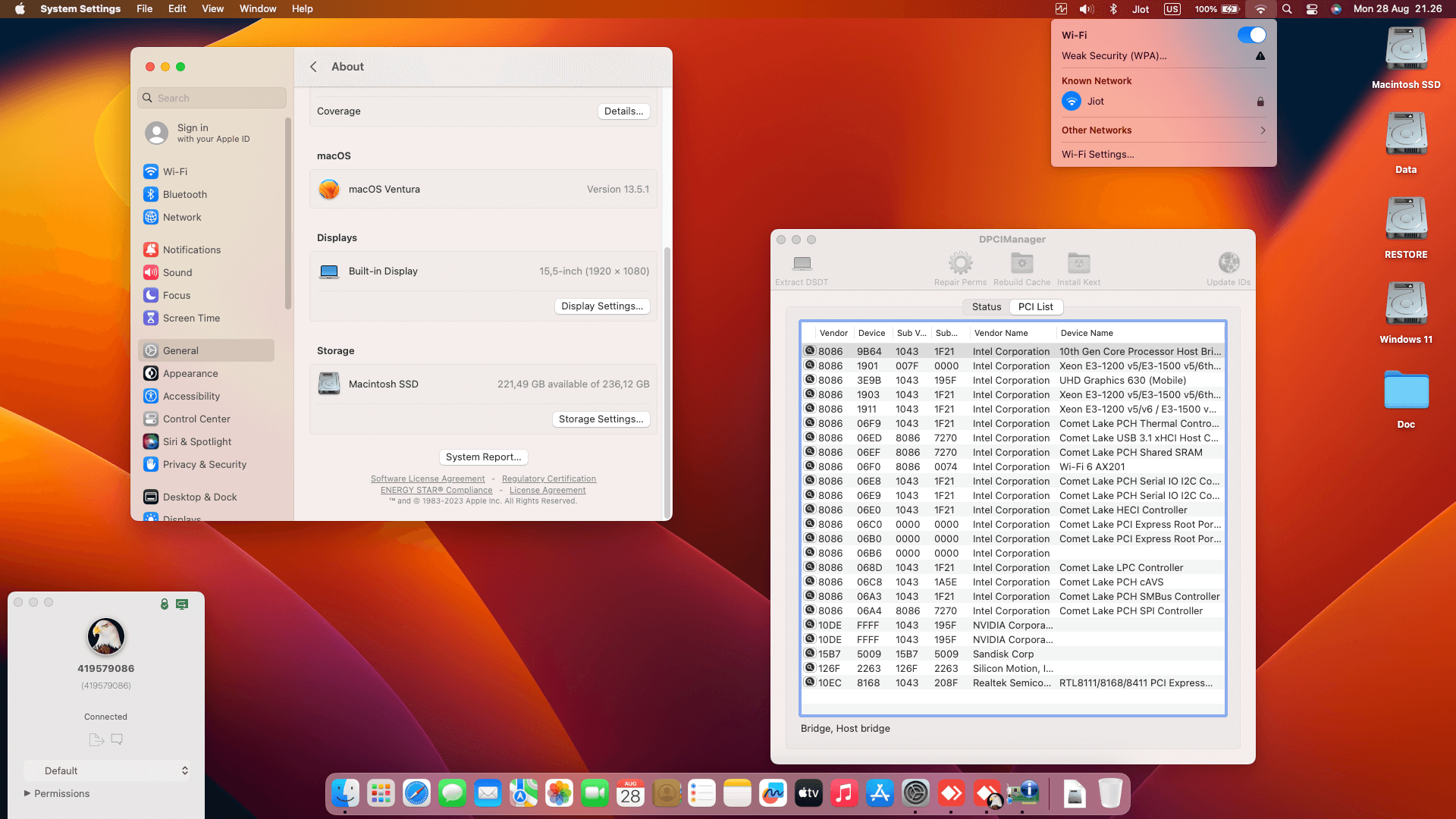 Asus ROG Strix G15 G512LI I565B6T 3rd [CometLake   Intel UHD 10Th Gen + I2C]   OpenCore 1